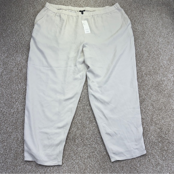 NWT Eileen Fisher Silk Georgette Crepe Ankle Pants Women’s 3X Bone Slouchy
